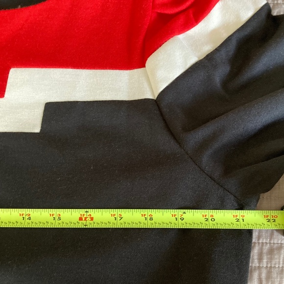 Vintage 1960s Sears Black Dress Blocked Red/White Knit Mod Dress SZ 14 - Picture 9 of 11